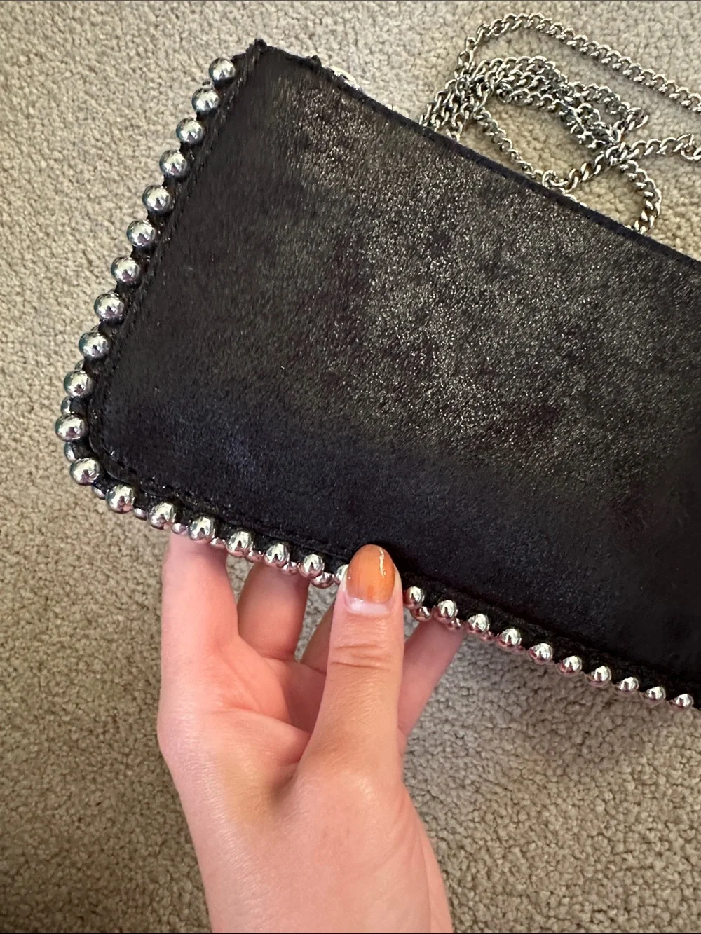 Zara Black Chain Crossbody Clutch with Stud Trim - Picture 2 of 10